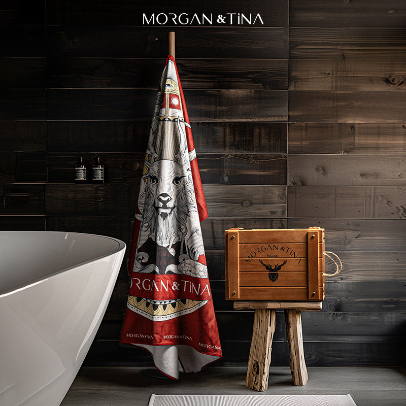 Artistic Bath Towel - The Four Stags of Yggdrasil