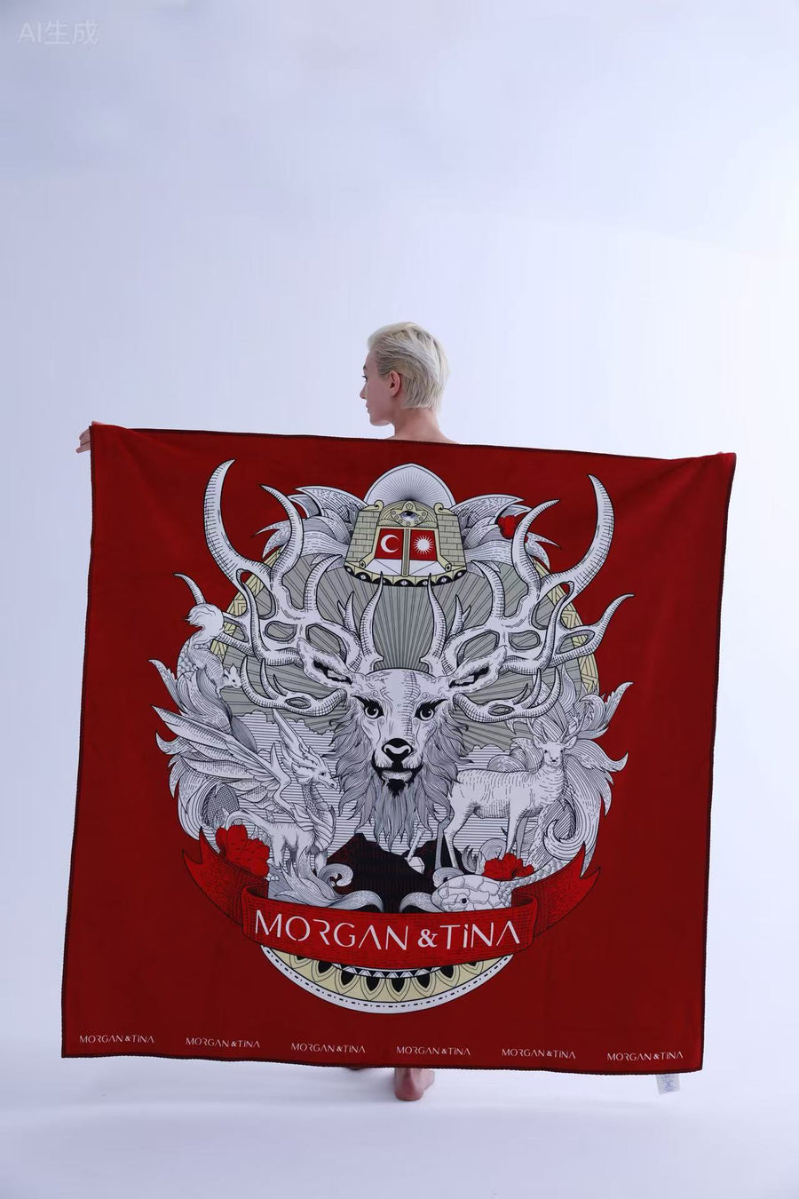 Artistic Bath Towel - The Four Stags of Yggdrasil