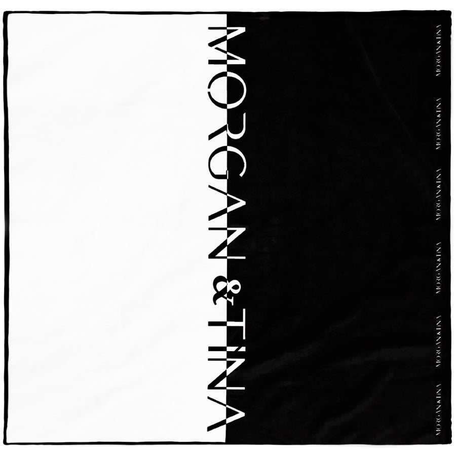 Morgan&Tina's black and white bath towel design.